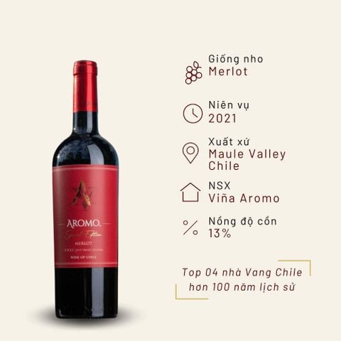 Rượu vang đỏ Aromo Special Edition Merlot 13% Central Valley 2021