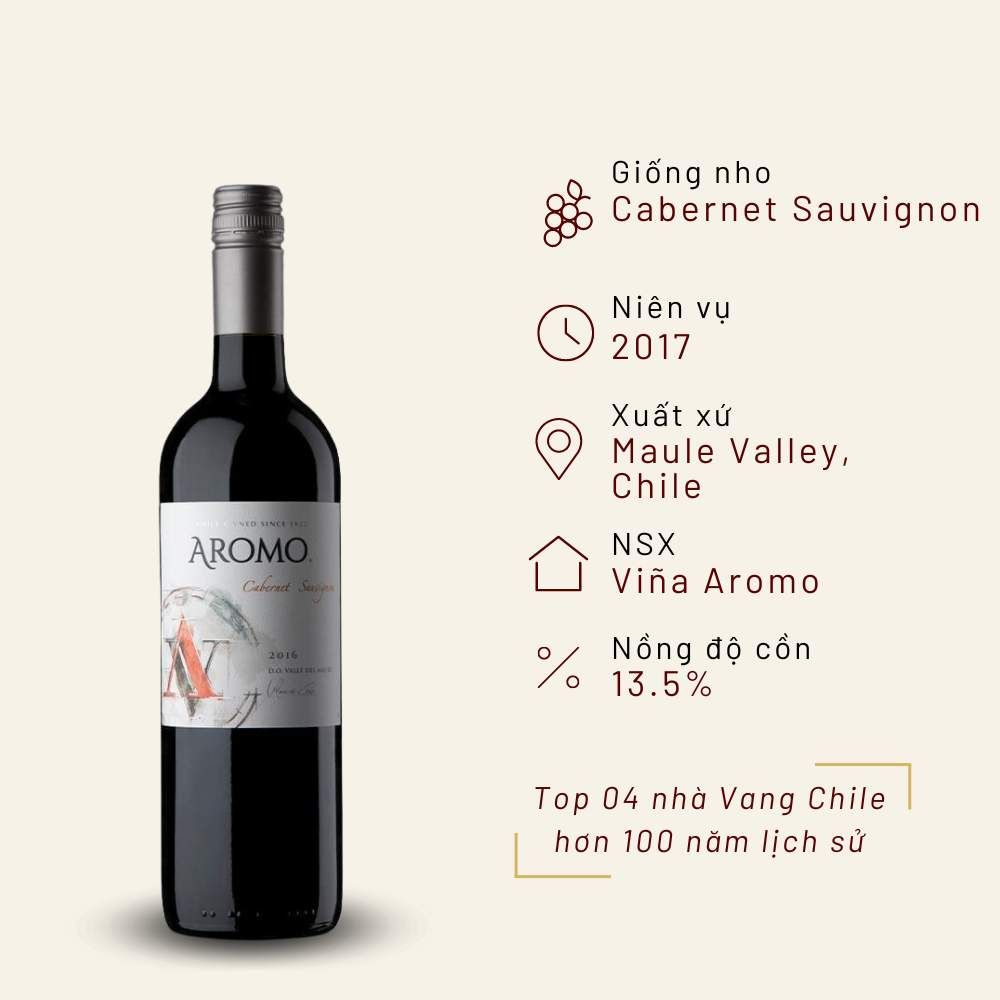 Rượu vang đỏ Chile Aromo Cabernet Sauvignon 13.5% Maule Valley 2017
