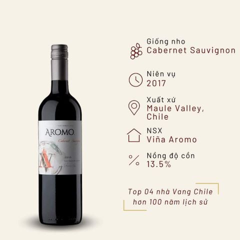 Rượu vang đỏ Chile Aromo Cabernet Sauvignon 13.5% Maule Valley 2017