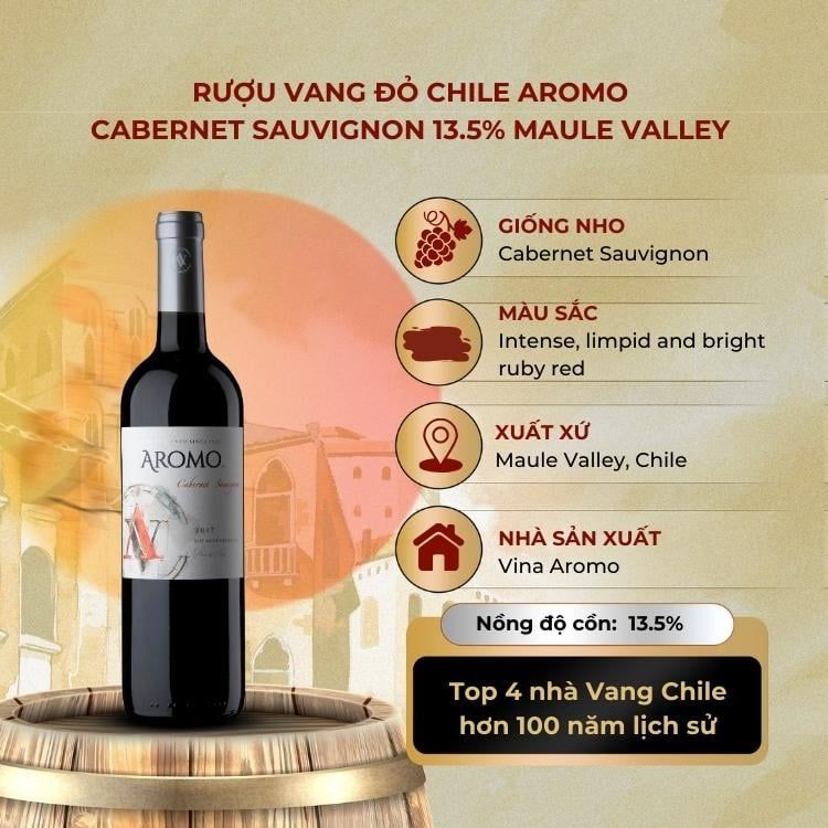 Rượu vang đỏ Chile Aromo Cabernet Sauvignon 13.5% Maule Valley 2017