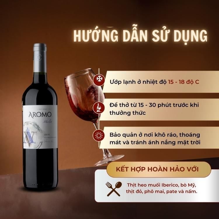 Rượu vang đỏ Chile Aromo Merlot 13.5% Maule Valley 2016