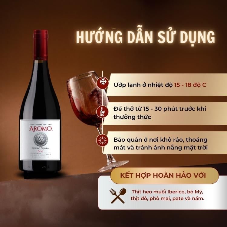 Rượu vang đỏ Chile  Aromo Reserva Privada Syrah 14.0% Maule Valley 2015
