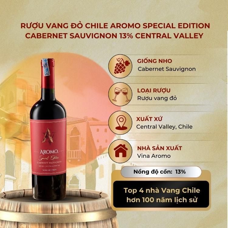 Rượu vang đỏ Chile Aromo Special Edition Cabernet Sauvignon 13% Central Valley 2021
