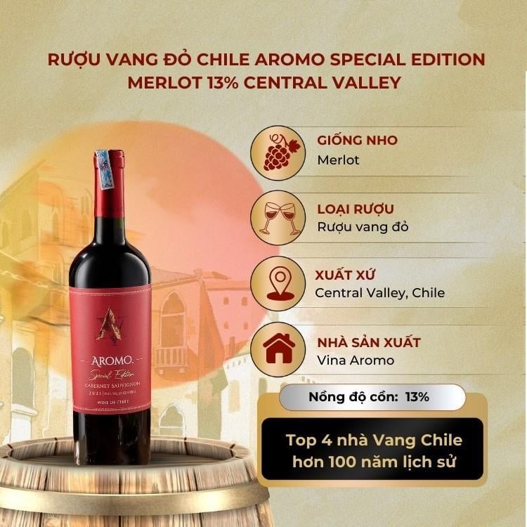 Rượu vang đỏ Aromo Special Edition Merlot 13% Central Valley 2021