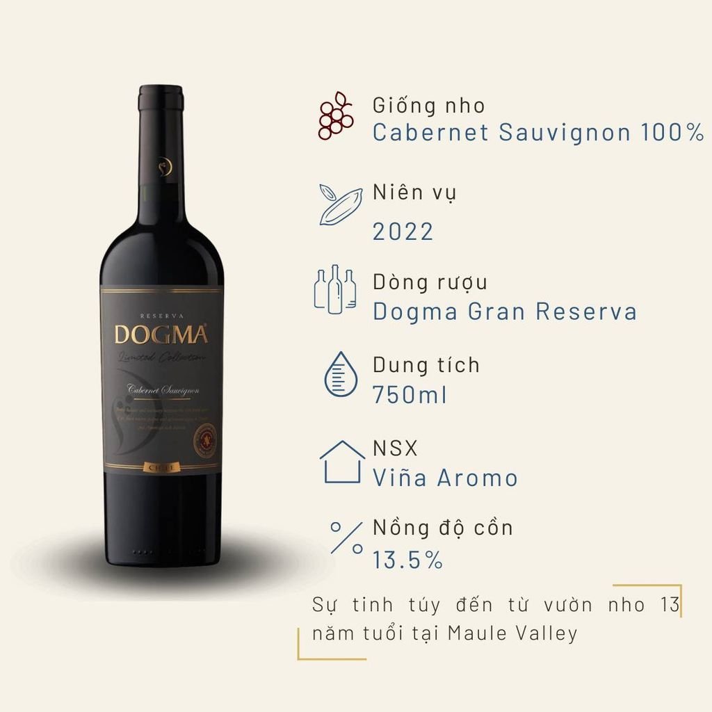 Rượu vang đỏ Dogma Reserva Cabernet Sauvignon 13.5%