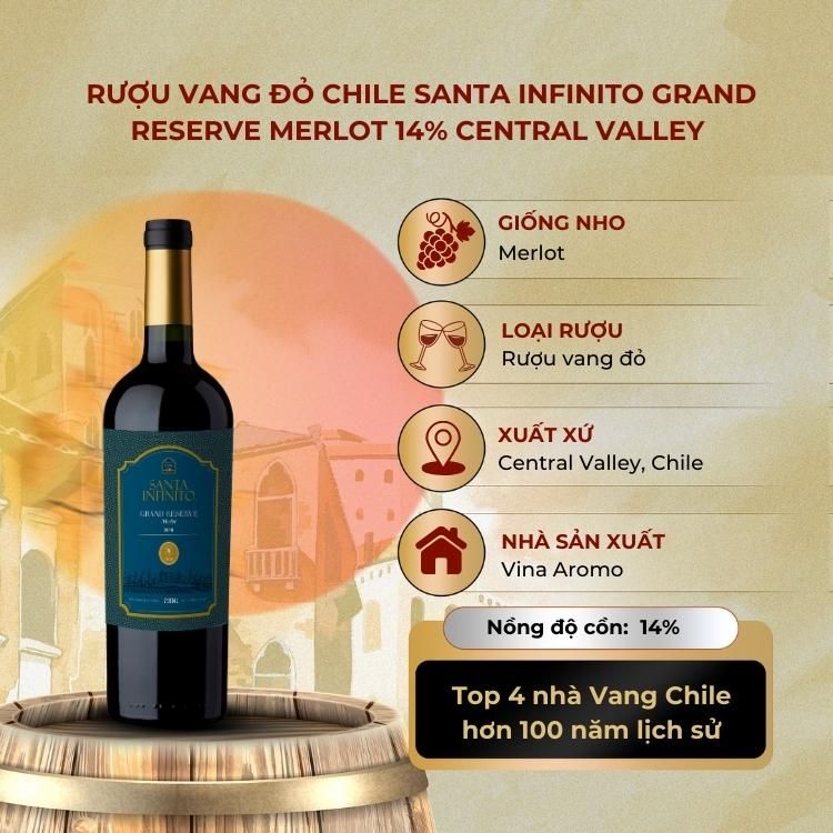 Rượu vang đỏ Chile Santa Infinito Grand Reserve Merlot 14% Central Valley 2016