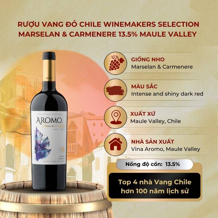 Rượu vang đỏ Chile Winemakers Selection Marselan & Carmenere 13.5% Maule Valley 2015