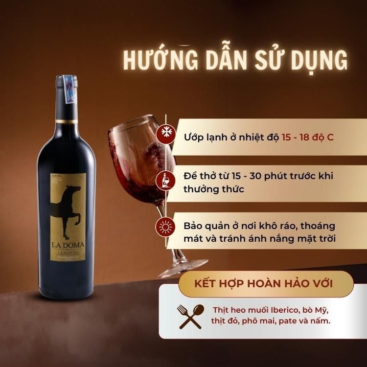 Rượu vang đỏ Tây Ban Nha La Doma Tempranillo 13% La Mancha