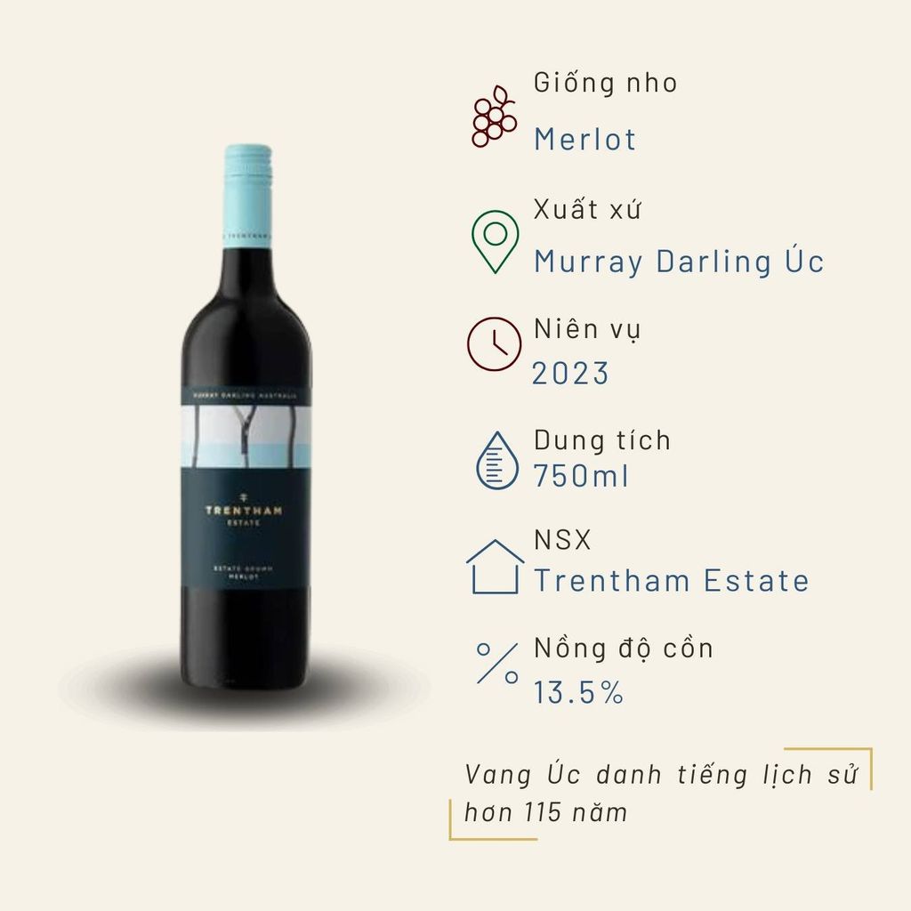 Rượu vang đỏ Úc Estate Merlot 13.5% Murray Darling 2023