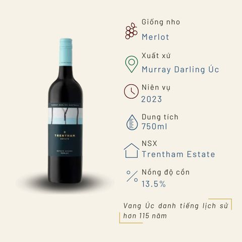 Rượu vang đỏ Úc Estate Merlot 13.5% Murray Darling 2023