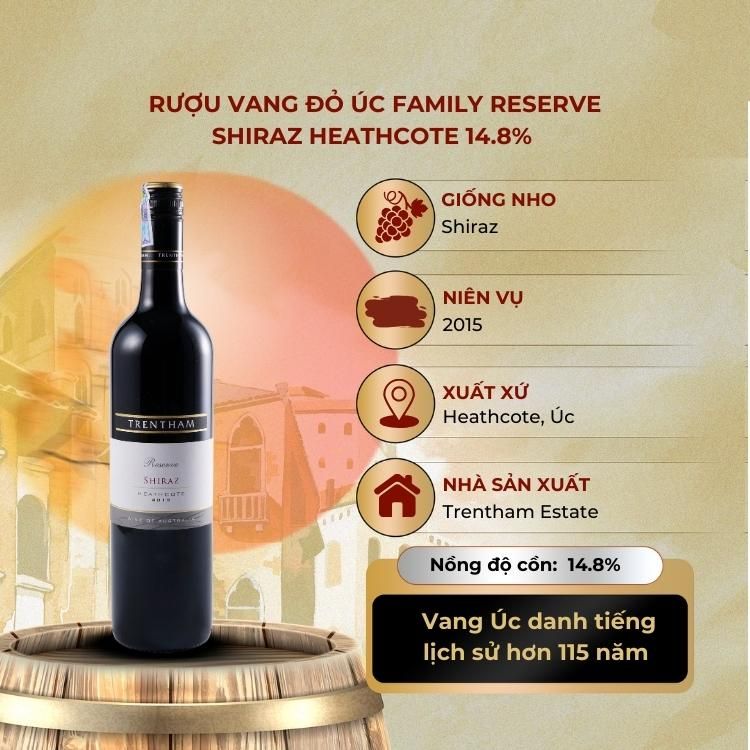 Rượu vang đỏ Úc Family Reserve Shiraz Heathcote 14.8% Heathcote 2015