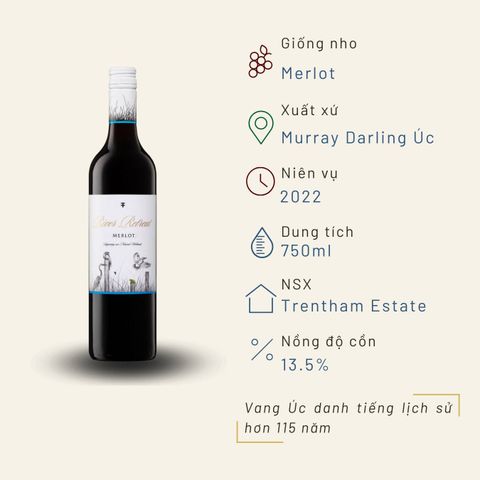 Rượu vang đỏ Úc River Retreat Merlot 13.5% Murray Darling 2022