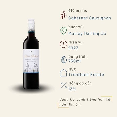 Rượu vang đỏ Úc River Retreat Cabernet Sauvignon 13% Murray Darling 2023