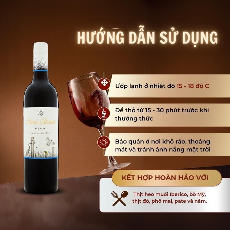 Rượu vang đỏ Úc River Retreat Merlot 13.5% Murray Darling 2022