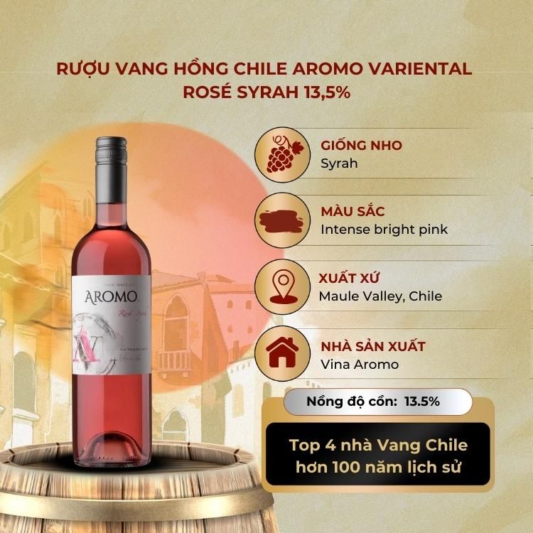 Rượu vang hồng Chile Aromo Rosé Syrah 13.5% Maule Valley 2020
