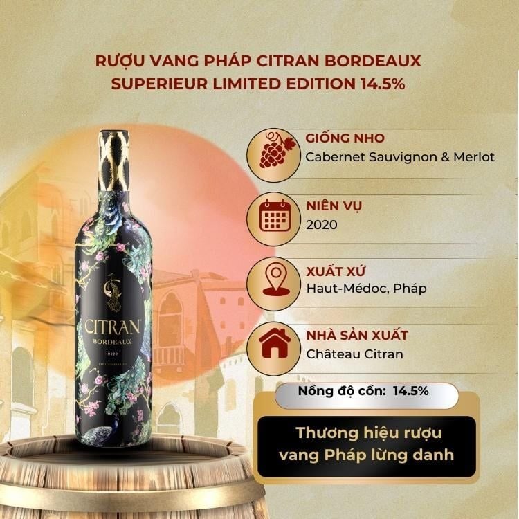 Rượu vang Citran Bordeaux Superieur 2020 Limited Edition