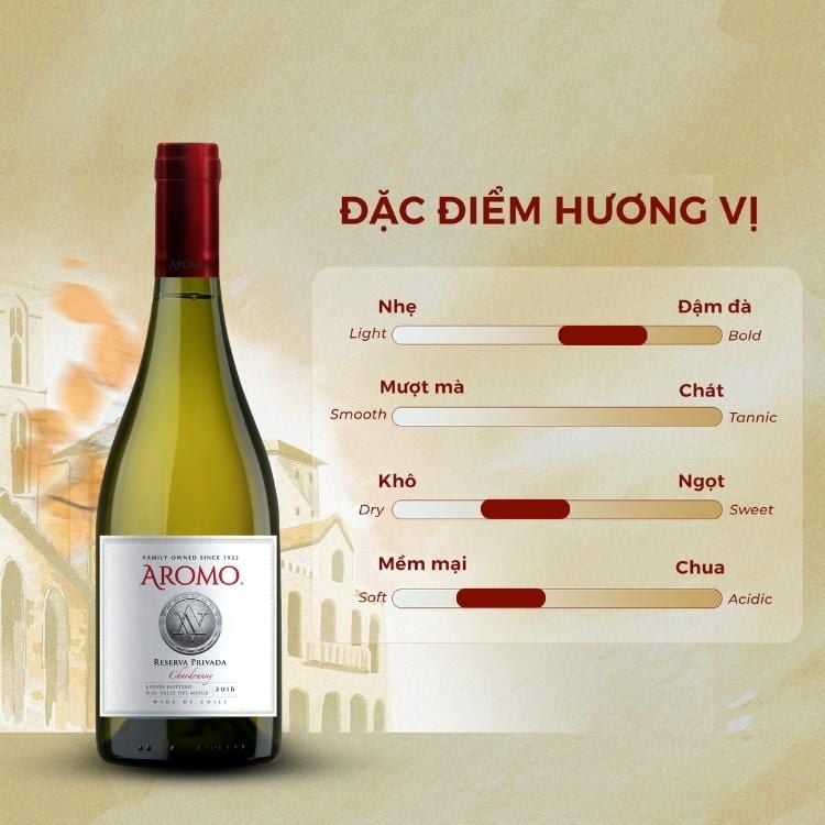 Rượu vang trắng Chile Aromo Reserva Privada Chardonnay 13.0% Maule Valley 2016