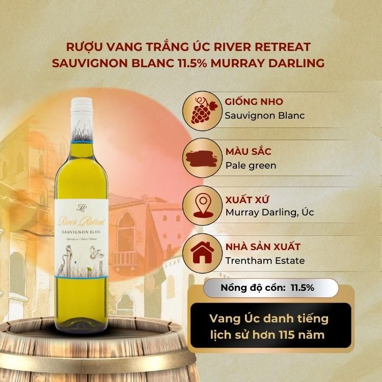 Rượu vang trắng Úc River Retreat Sauvignon Blanc 12.5% Murray Darling 2024