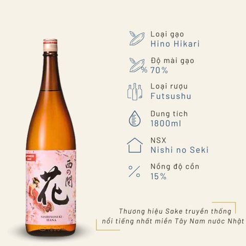 Rượu Sake Nishinoseki Hana 70 Futsushu 1800ml 15%