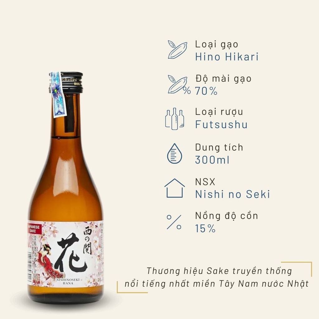 Rượu Sake Nishinoseki Hana 70 Futsushu 300ml 15%