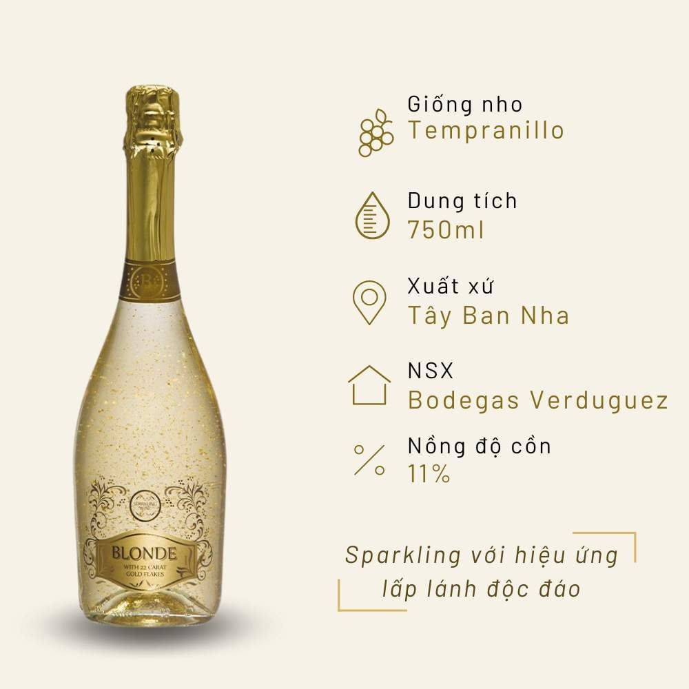 Sparkling Blonde Gold Flakes 22 Carat 750ml 11%