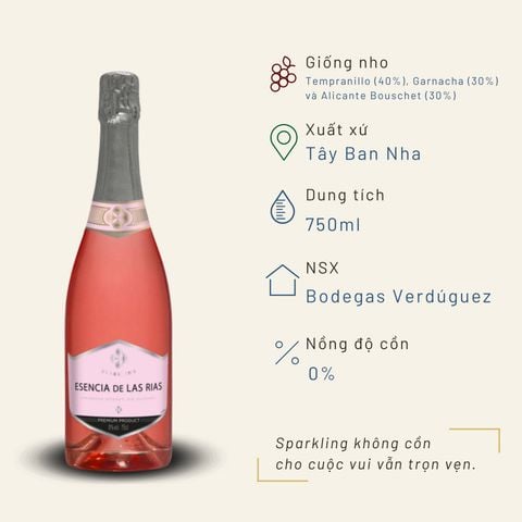 Sparkling không cồn Rose Esencia 750ml
