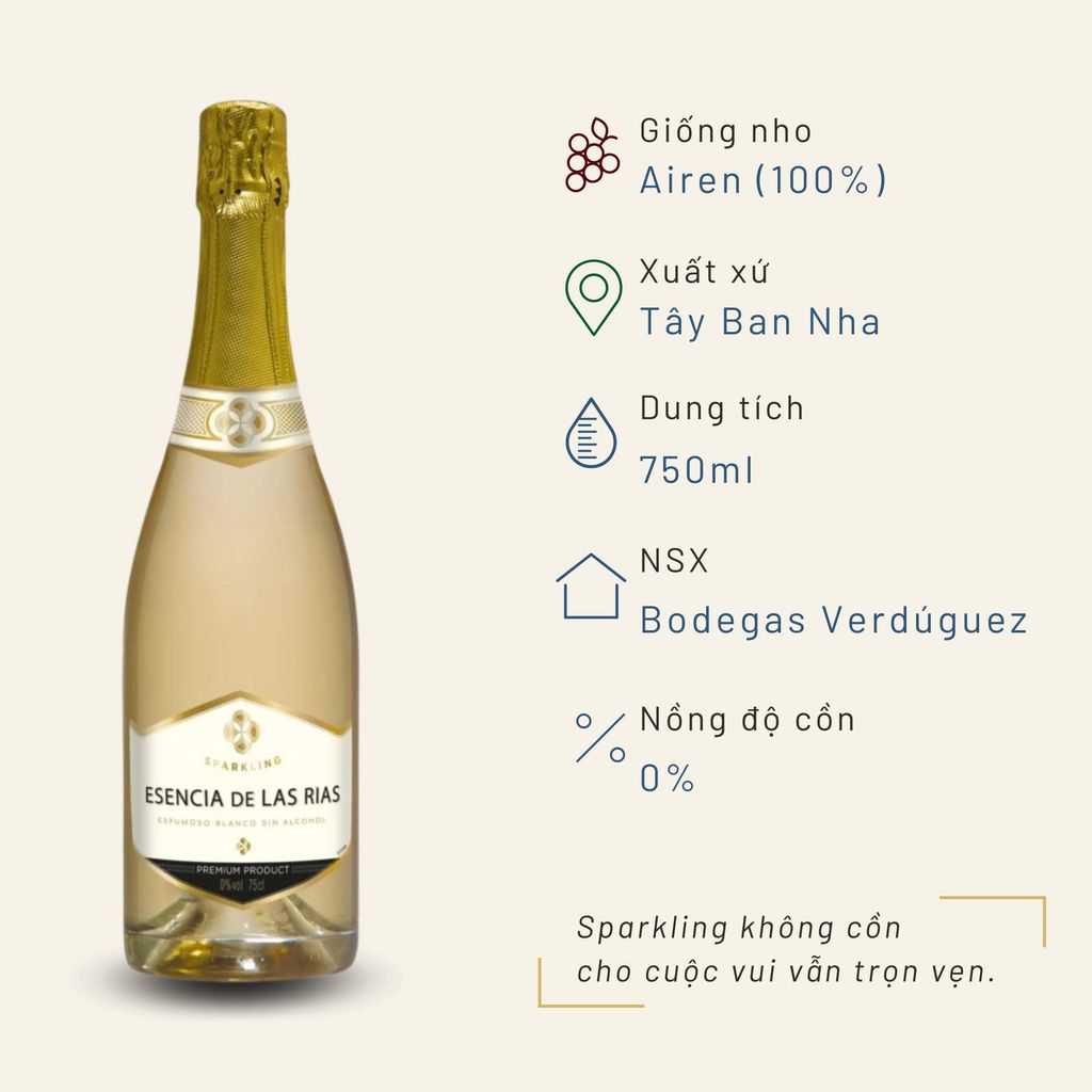 Sparkling không cồn White Esencia 750ml