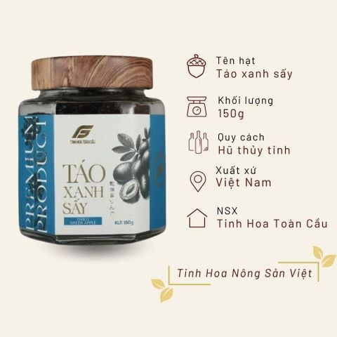 Táo xanh sấy Tinh Hoa Toàn Cầu hũ thuỷ tinh 150g
