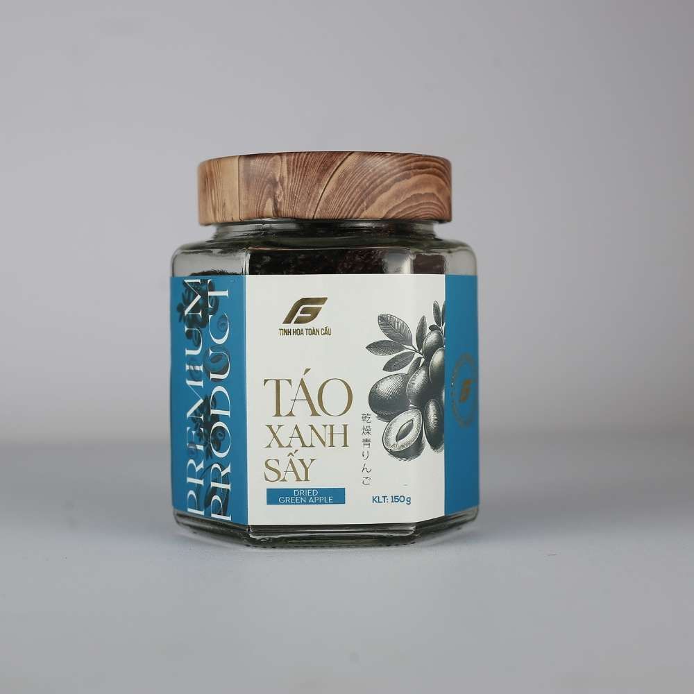 Táo xanh sấy Tinh Hoa Toàn Cầu hũ thuỷ tinh 150g