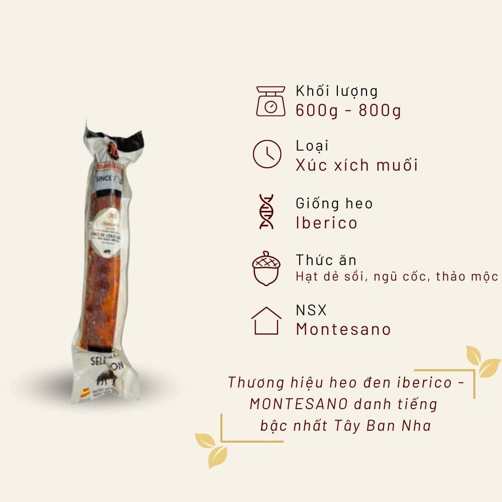 Thịt lưng Iberico Cebo muối nguyên cây túi 600g - 1kg