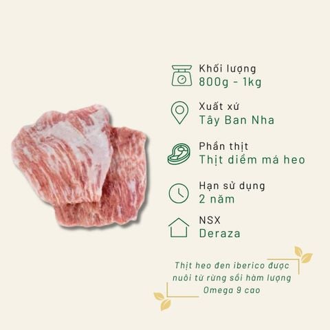 Thịt diềm má heo đen Iberico Deraza Jowl meat Nguyên khối