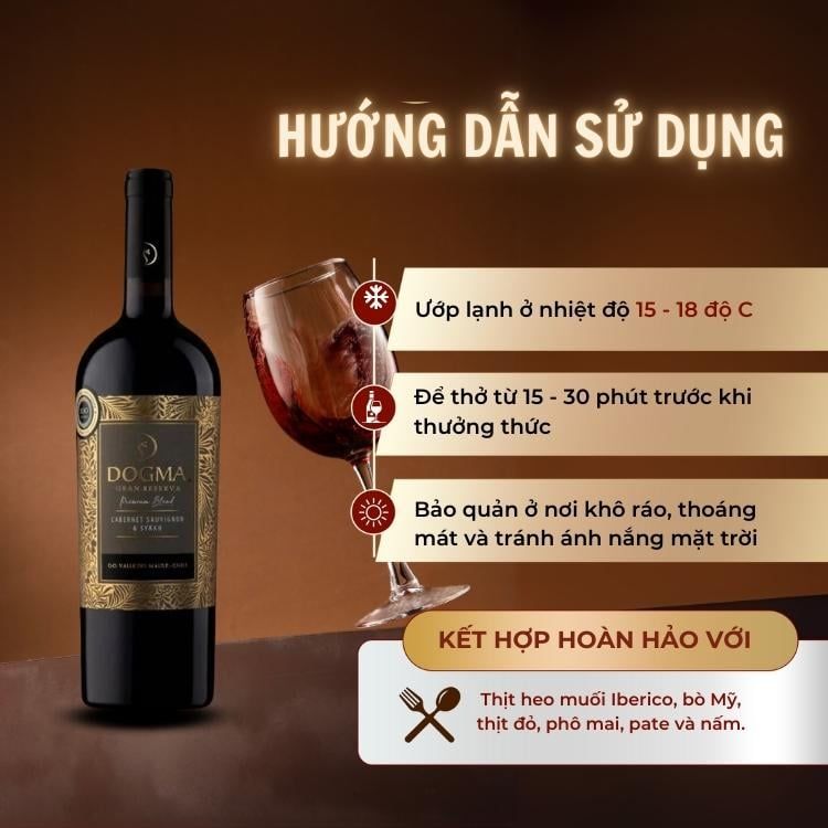Rượu vang đỏ Chile Dogma Gran Reserva Cabernet Sauvignon & Syrah 14%