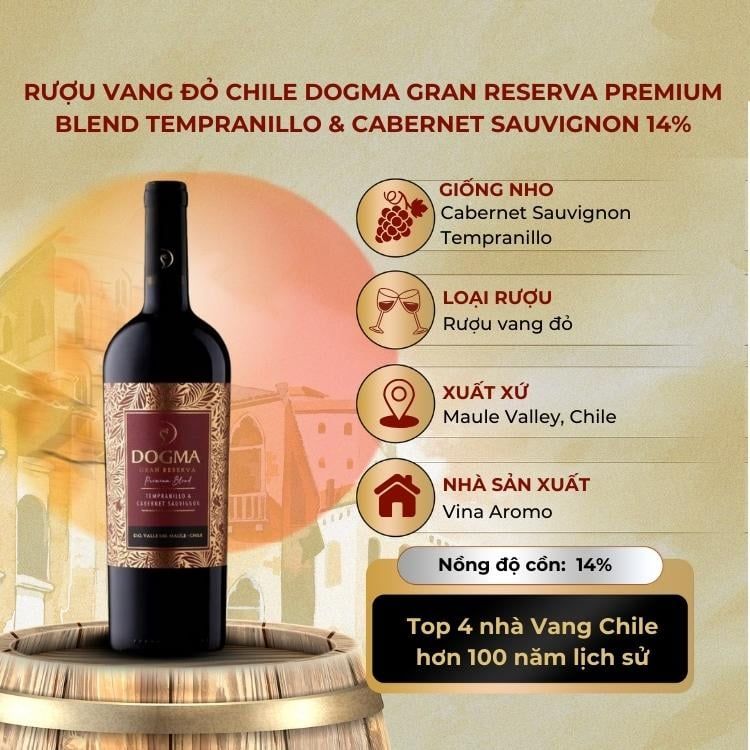 Rượu vang đỏ Dogma Gran Reserva Tempranillo & Cabernet Sauvignon 14%