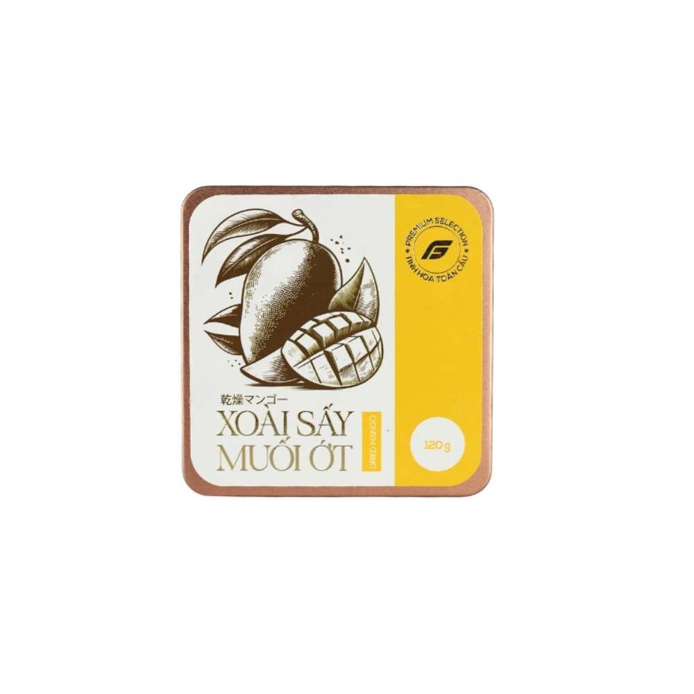 Xoài sấy muối ớt Tinh Hoa Toàn Cầu hộp thiếc 120g