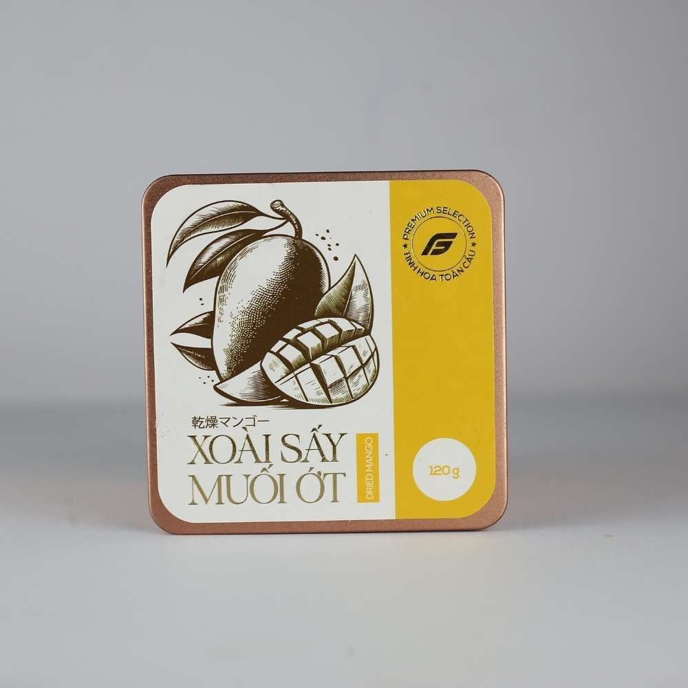 Xoài sấy muối ớt Tinh Hoa Toàn Cầu hộp thiếc 120g