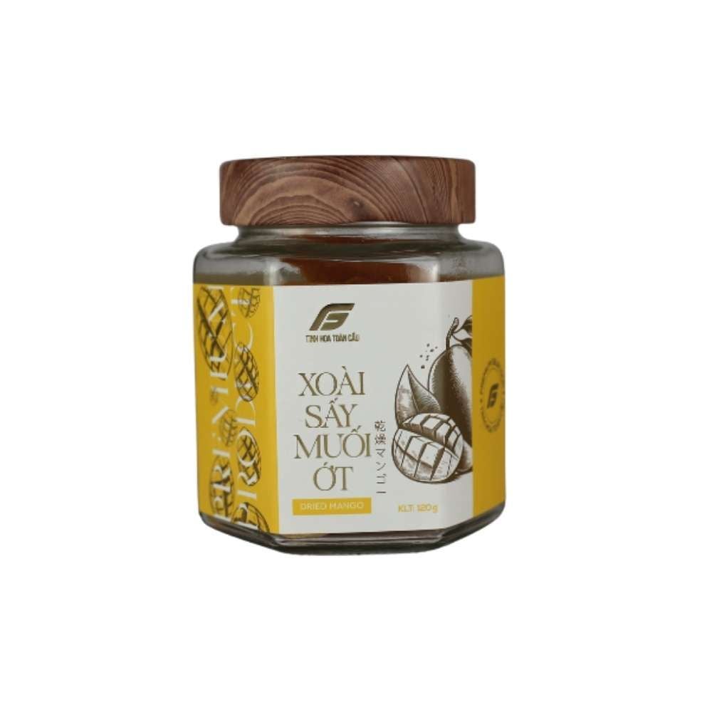 Xoài sấy muối ớt Tinh Hoa Toàn Cầu hũ thuỷ tinh 120g