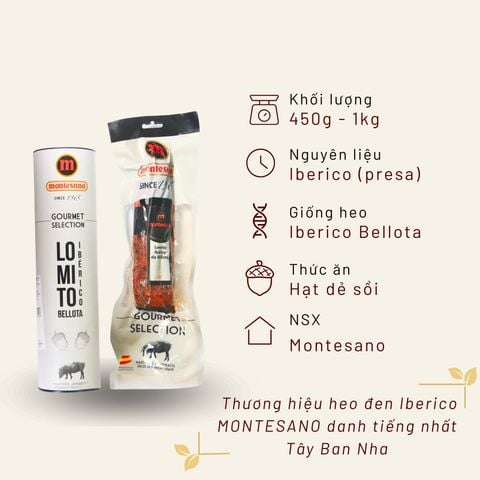 Xúc xích heo đen Lomito Bellota Iberico Bellota Montesano