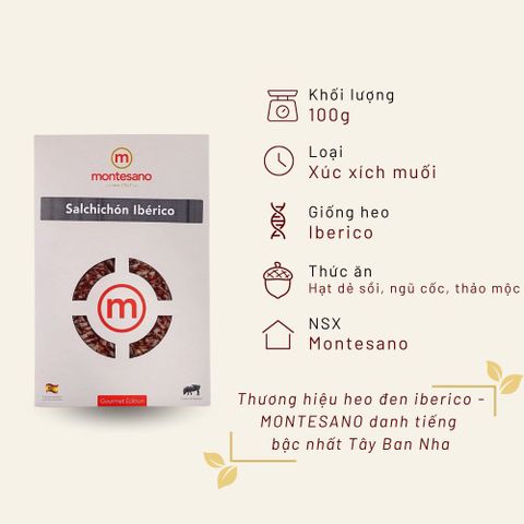 Xúc xích Iberico Cebo Salchichon cắt lát túi 100g