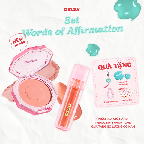  [Words of Affirmation] Combo GSLAY YOSO Phấn má hồng & Son dưỡng bóng có màu thuần chay 
