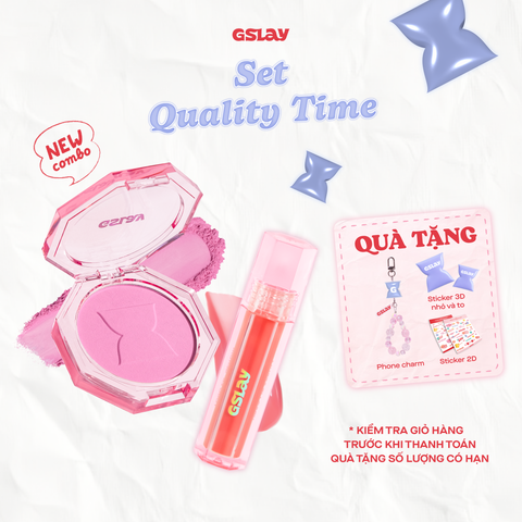  [Quality Time] Combo GSLAY YOSO Phấn má hồng & Son dưỡng bóng có màu thuần chay 