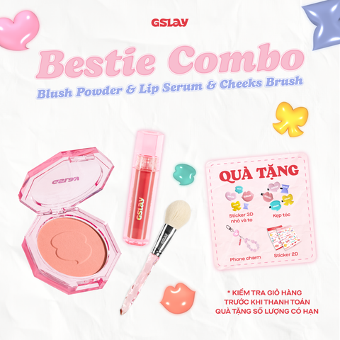  Combo Phấn má hồng GSLAY YOSO Blush Powder & Son dưỡng có màu GSLAY YOSO Lip Serum & Cọ má hồng GSLAY YOSO Cheek Brush 
