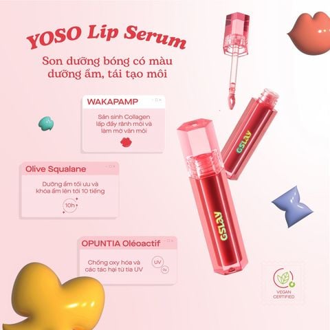  Combo GSLAY YOSO Phấn má hồng & Son dưỡng bóng có màu thuần chay 