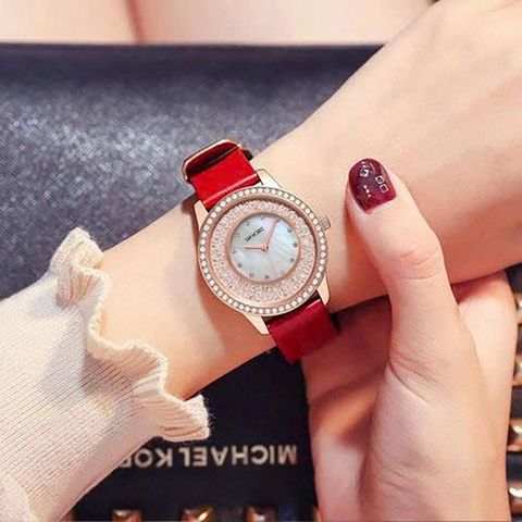  Đồng Hồ Đeo Tay Nữ San Moritz SM8882R Mặt Đính Đá Thời Trang 