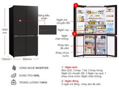 Tủ lạnh Hitachi Inverter 569 lít Multi Door R-WB640VGV0 GMG