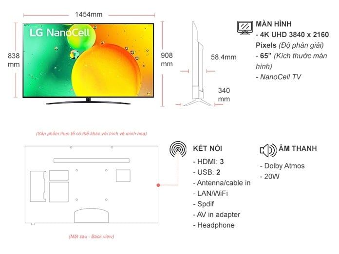 Smart Tivi NanoCell LG 4K 65 inch 65NANO76SQA