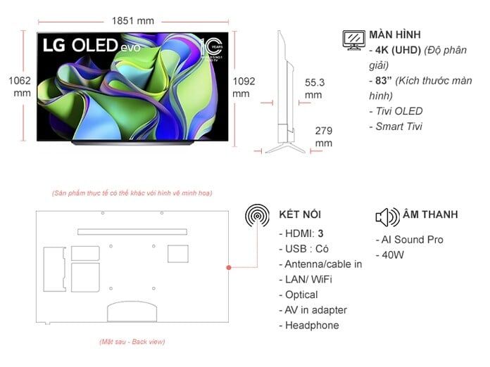Smart Tivi OLED LG 4K 83 inch 83C3PSA
