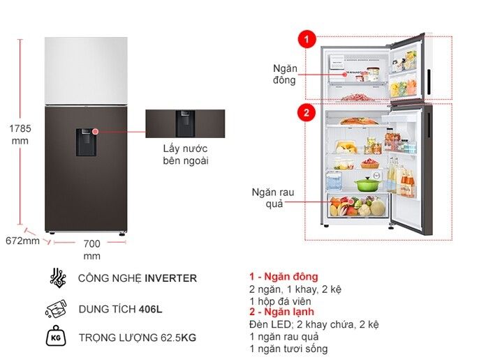 Tủ lạnh Samsung Inverter 406 lít Bespoke RT42CB6784C3SV