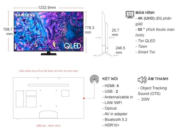 Smart Tivi QLED Samsung 4K 55 inch QA55Q70D