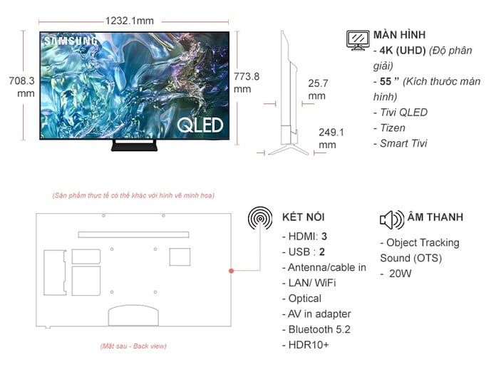 Smart Tivi QLED Samsung 4K 55 inch QA55Q60D