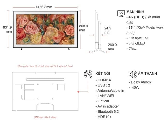 Smart Tivi Khung Tranh The Frame QLED Samsung 4K 65 inch QA65LS03D
